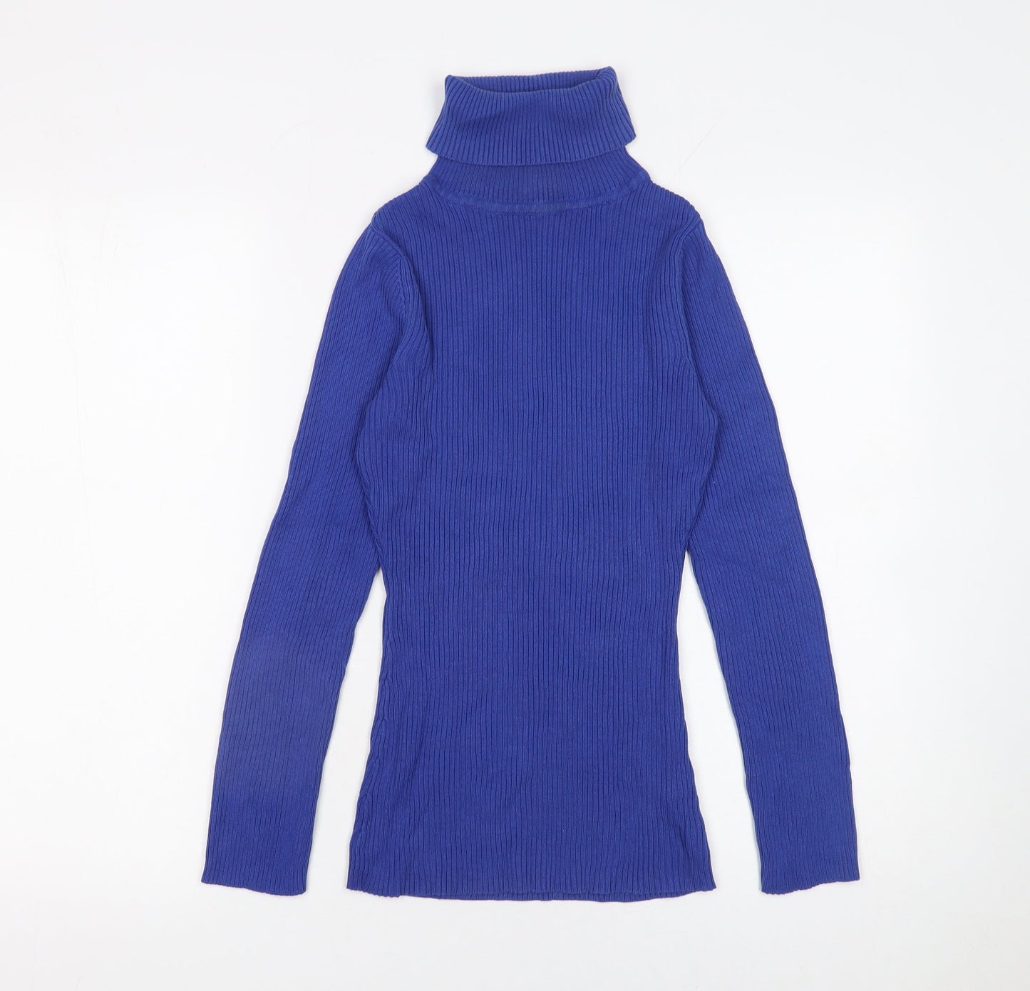 Debenhams Women Blue Roll Neck Long Sleeve Cotton Jumper Size 8