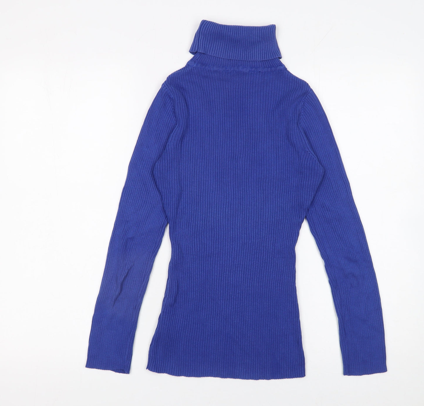 Debenhams Women Blue Roll Neck Long Sleeve Cotton Jumper Size 8