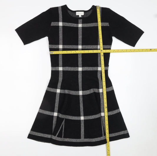 Apricot Women’s Black Check Fit & Flare Knit Dress Size 10
