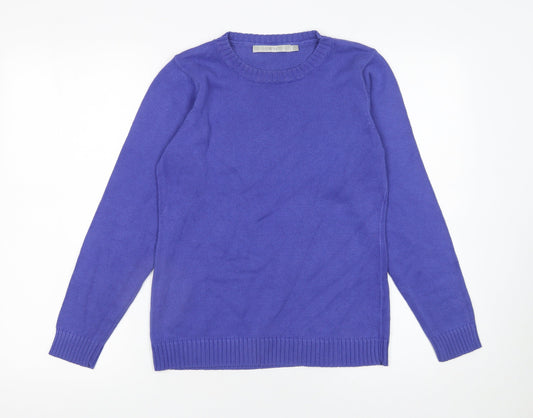 EWM Women’s Purple Cotton Crew Neck Jumper Size S 10-12