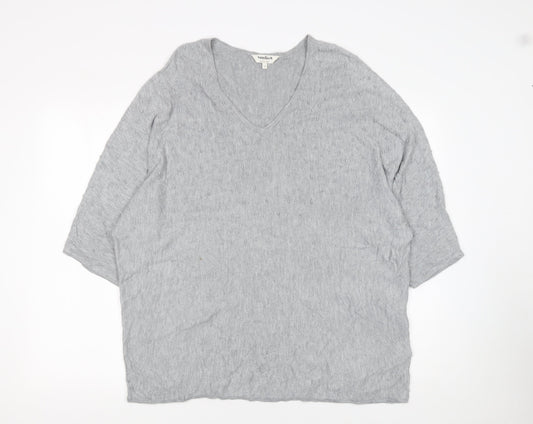 Studio 8 by Phase Eight Women's Grey V-Neck Knit Jumper Size 18