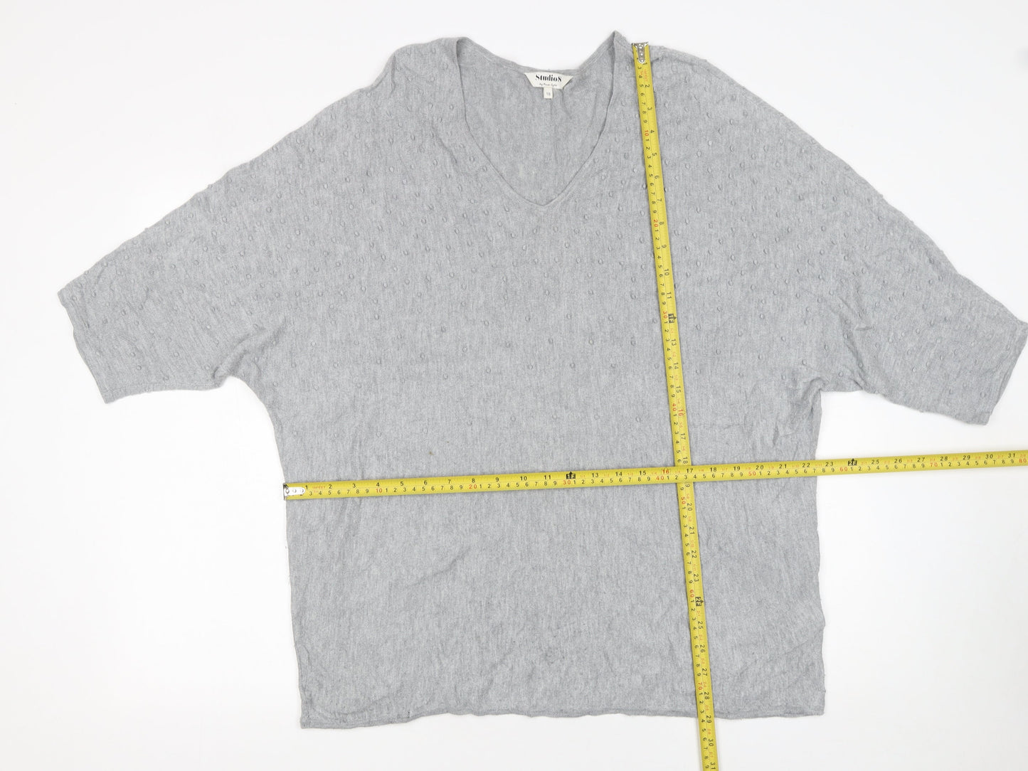 Studio 8 by Phase Eight Women's Grey V-Neck Knit Jumper Size 18
