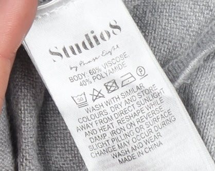 Studio 8 by Phase Eight Women's Grey V-Neck Knit Jumper Size 18