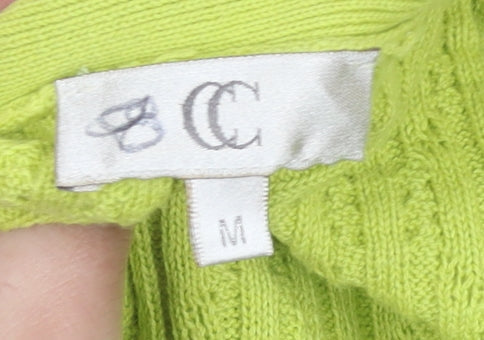CC Womens Green Cotton Knit Long Sleeve Open Cardigan Size M