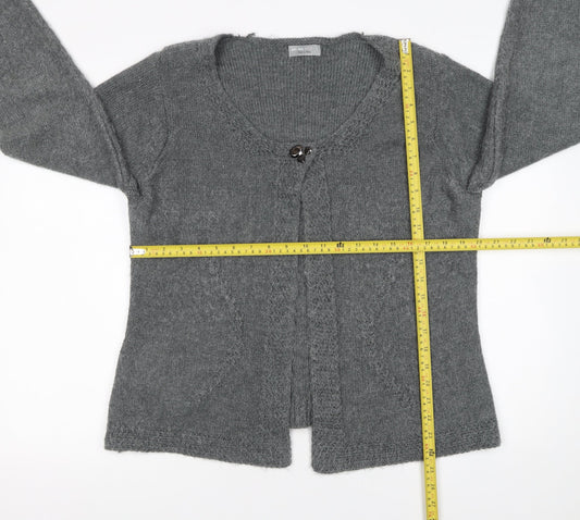 Marks and Spencer Women Grey L Knit Scoop Neck Long Sleeve Cardigan