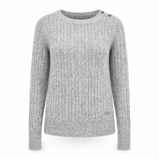 Superdry Women Grey Cable-Knit Pullover Jumper L