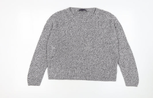 Marks and Spencer Women Grey Chunky-Knit Crew Neck Jumper Size 14