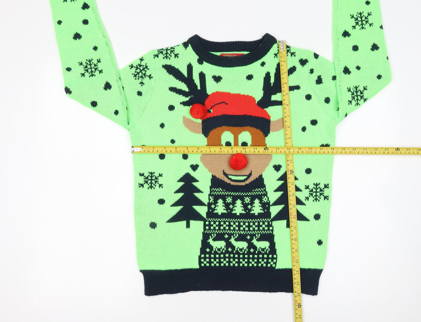 Noroze Women's Green Christmas Reindeer Pullover Jumper Size 10