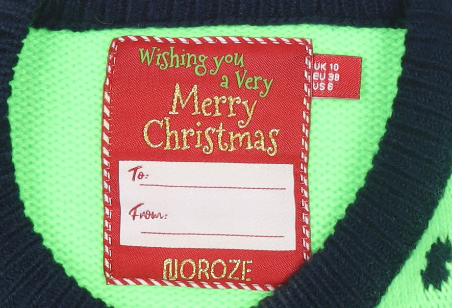 Noroze Women's Green Christmas Reindeer Pullover Jumper Size 10