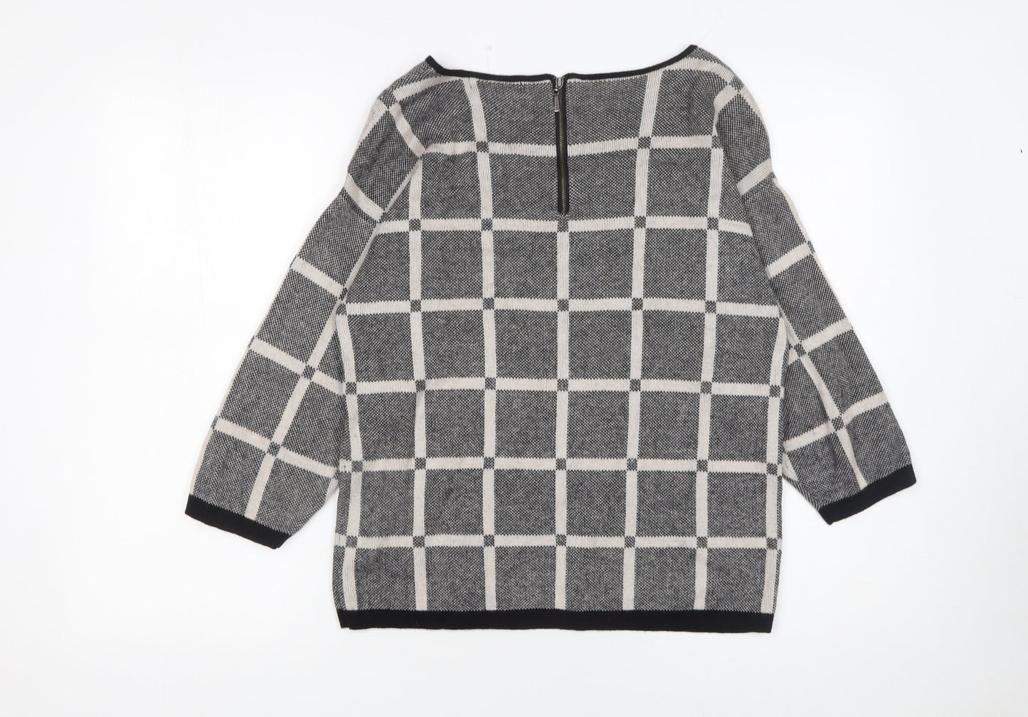 Marks and Spencer Autograph Women’s Grey Check Knit Jumper Size 12