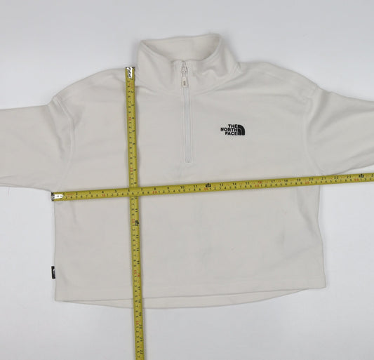 The North Face Womens White Fleece 1/4 Zip Pullover Sweatshirt L