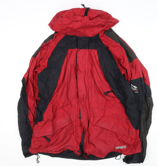 Serac Men's Red Hooded Parka Jacket L Regular Fit Outdoor Coat