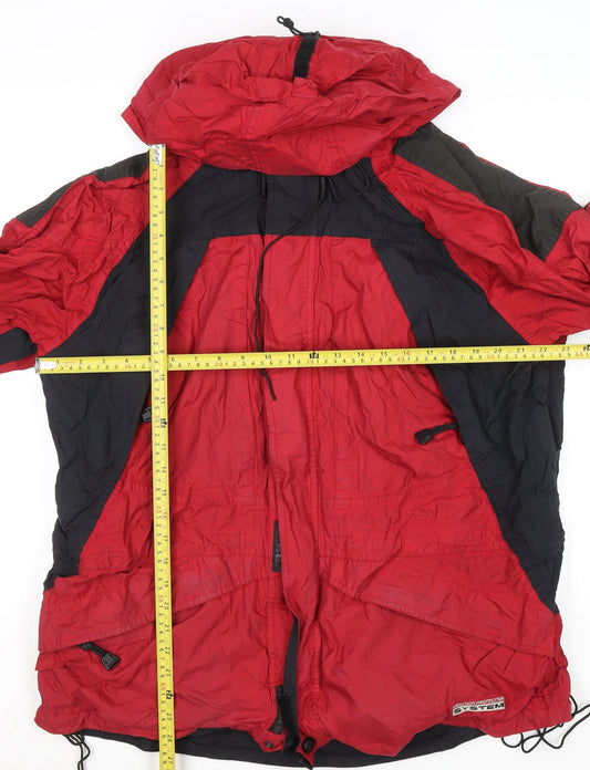 Serac Men's Red Hooded Parka Jacket L Regular Fit Outdoor Coat
