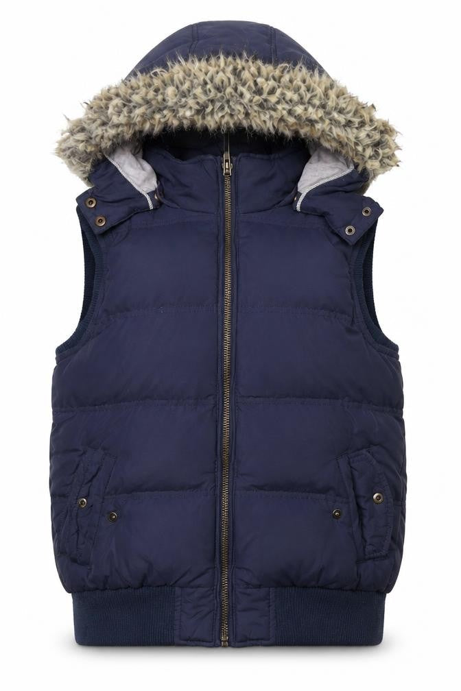 FatFace Women Blue Size 12 Hooded Puffer Gilet Waistcoat