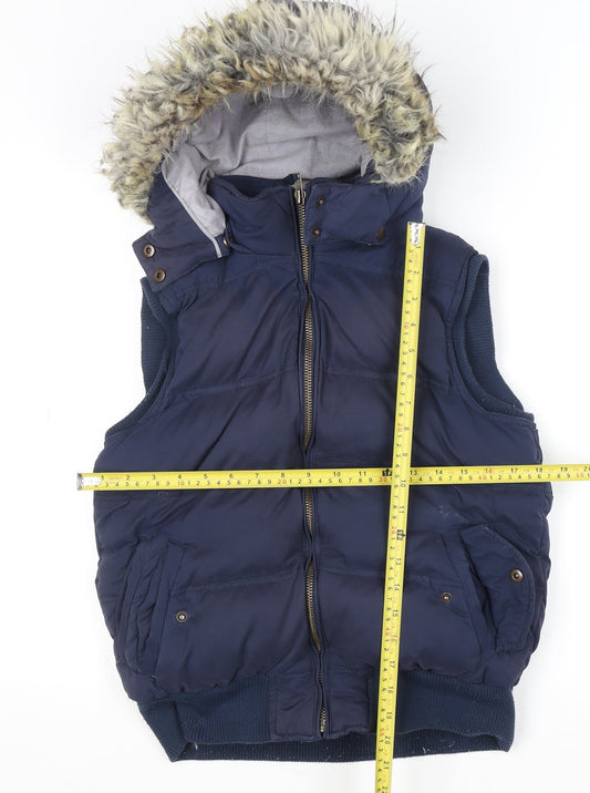 Fat Face Women Blue Size 12 Hooded Puffer Gilet Waistcoat