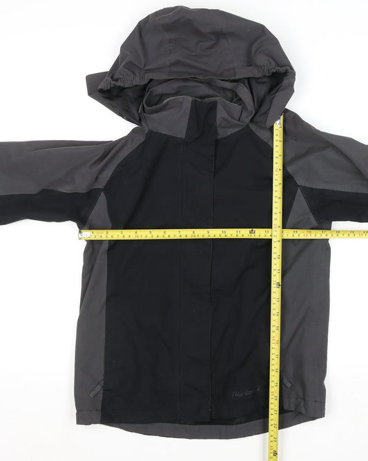 Peter Storm Boys Black Waterproof Hooded Rain Coat Jacket 9-10 Years