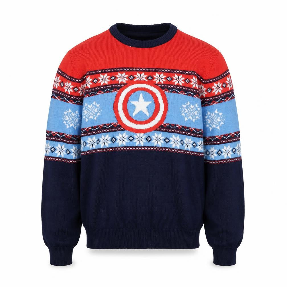 Marvel Captain America Men's Multicoloured Cotton Pullover Jumper L
