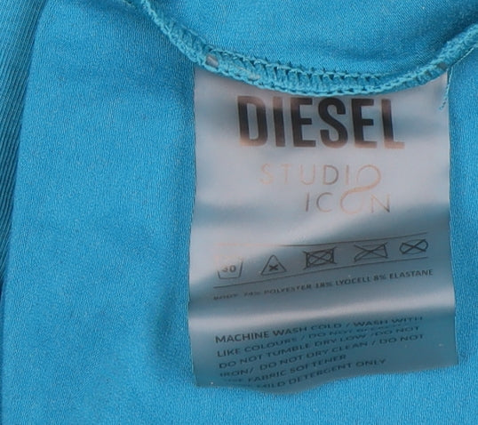 Diesel Men's Blue Studio Icon Slim Fit Logo T-Shirt M