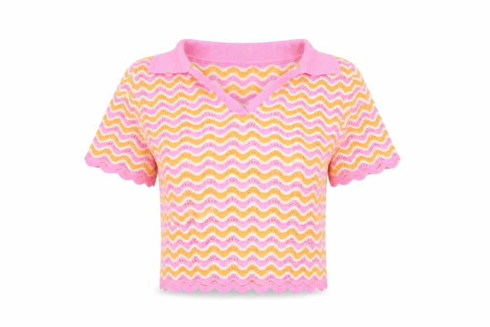 FB Sister Women’s Pink Collared Knit Pullover Jumper M Retro Style