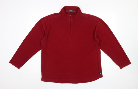 Tiso Women’s Red Fleece Pullover Sweatshirt Size 16 1/2 Zip Warm Winter Top