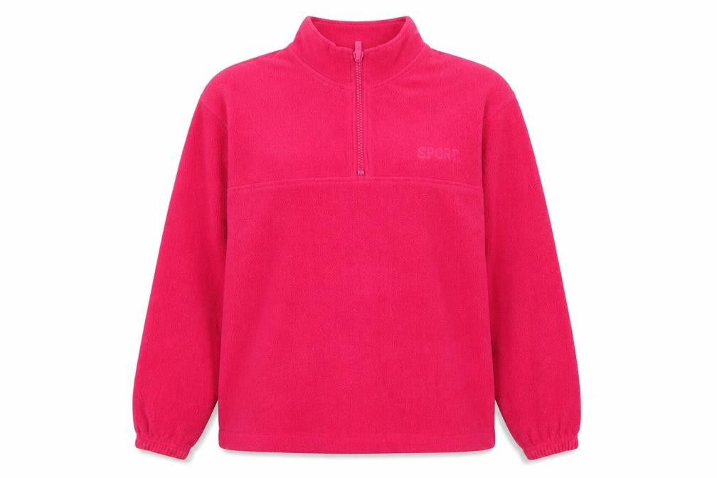 St. Bernard Womens Pink Fleece 1/4 Zip Pullover Sweatshirt Size 14-16