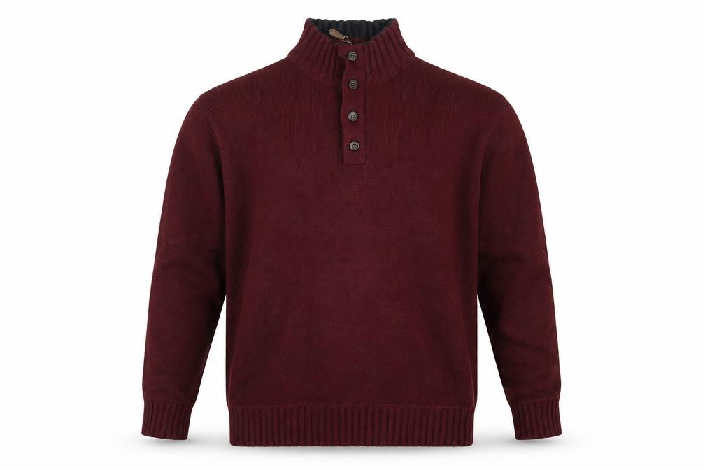 Austin Reed Men’s Red 2XL Cotton Button Henley Jumper