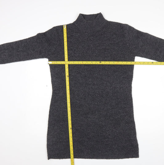 New Look Women's Grey Mock Neck Long Sleeve Tunic Jumper Size S