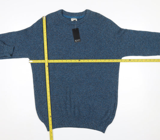 ACW85 Men’s Blue Cotton Knit Crew Neck Pullover Jumper Size L