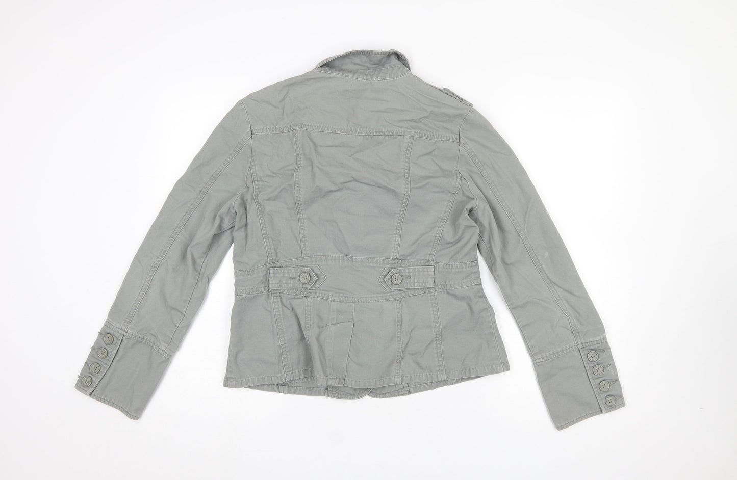 Jasper Conran Women Grey Size 14 Military Cotton Jacket