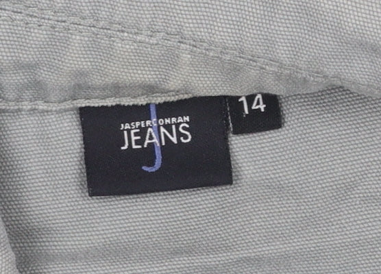 Jasper Conran Women Grey Size 14 Military Cotton Jacket