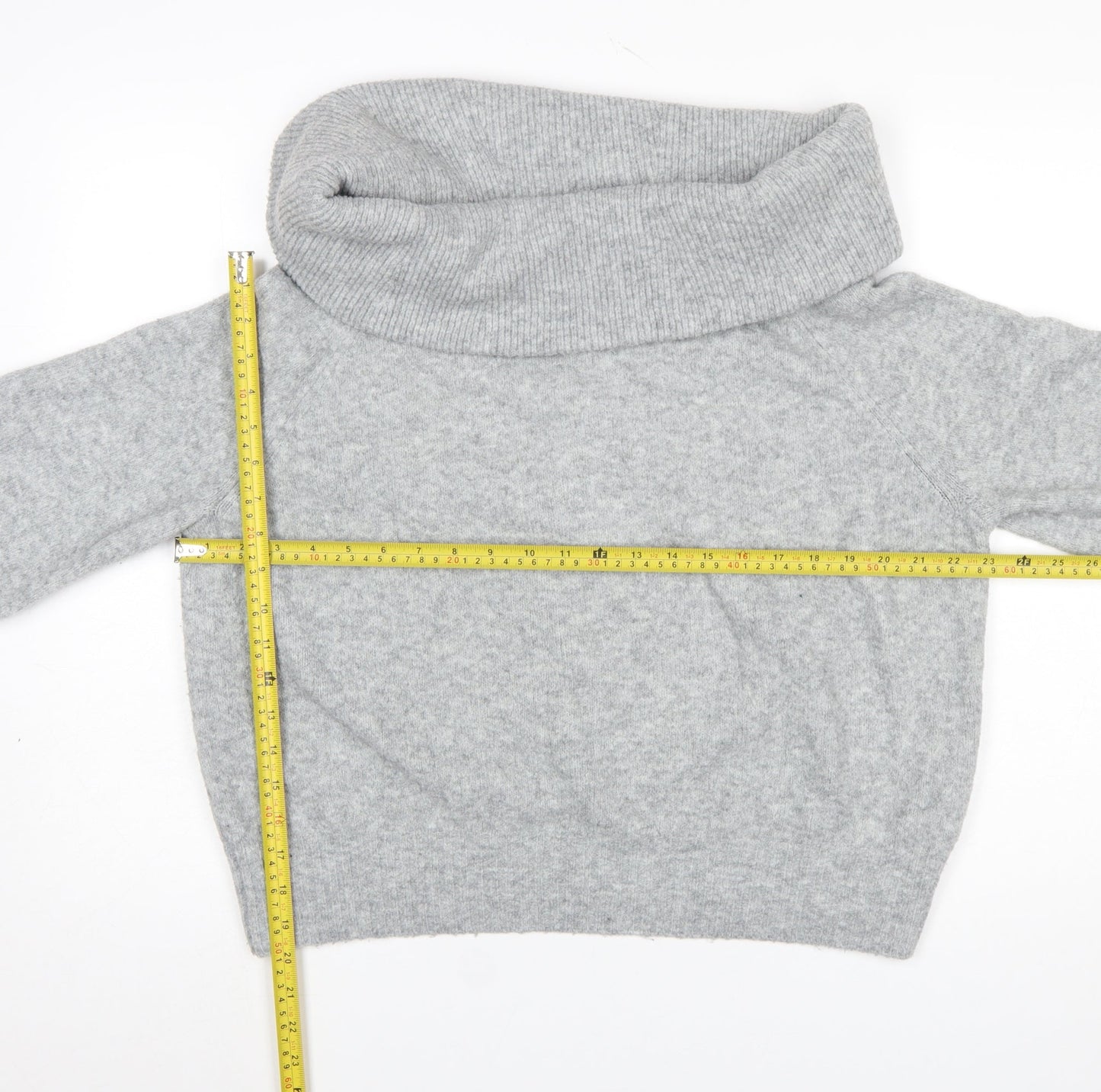 H&M Women's Grey Cowl Neck Wool Blend Jumper Size S