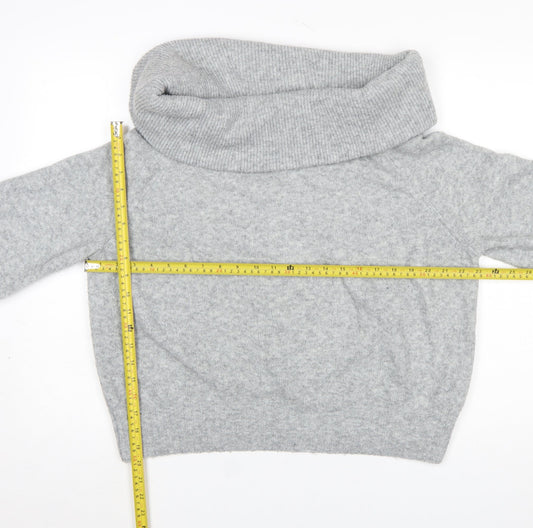 H&M Women's Grey Cowl Neck Wool Blend Jumper Size S