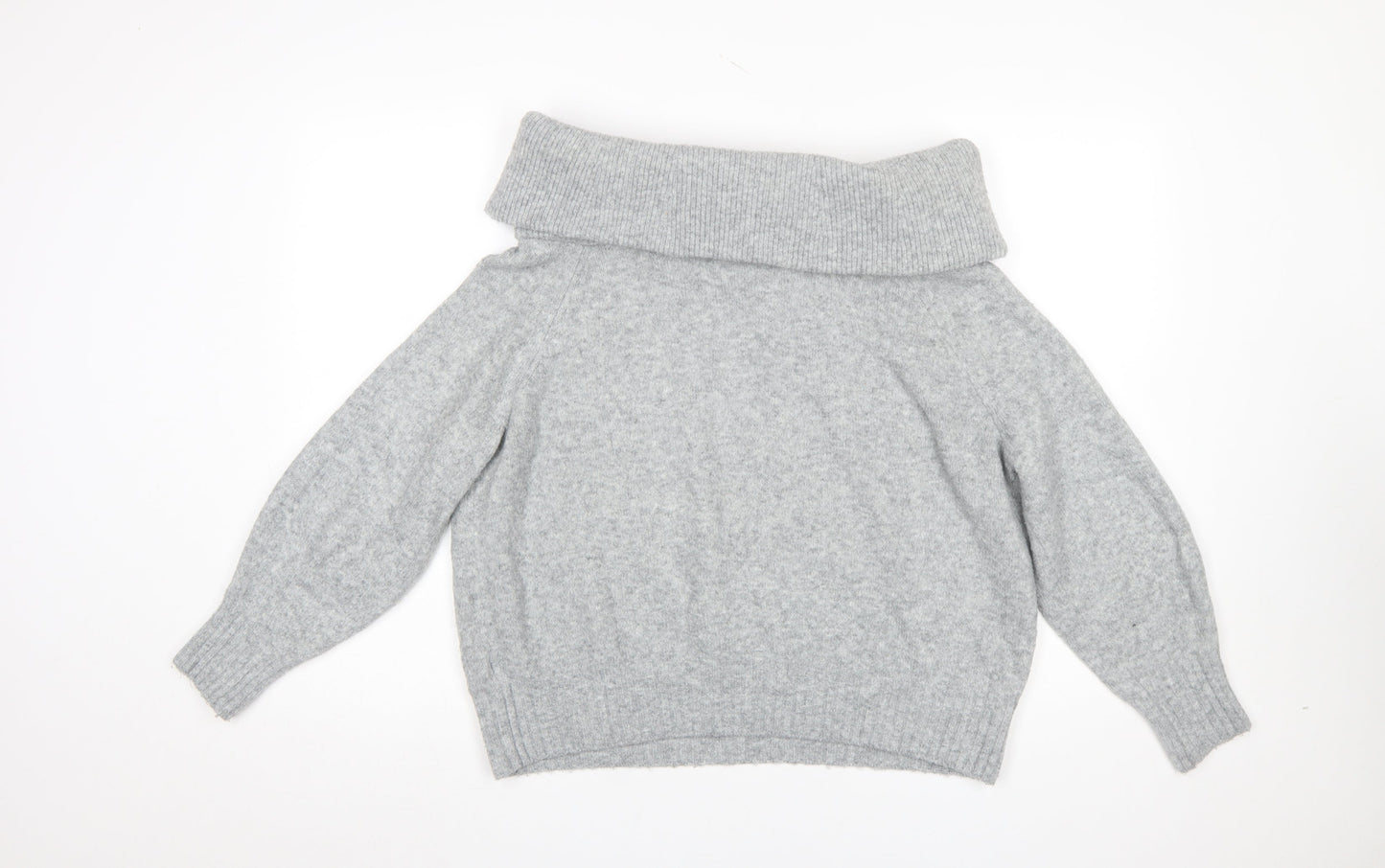 H&M Women's Grey Cowl Neck Wool Blend Jumper Size S