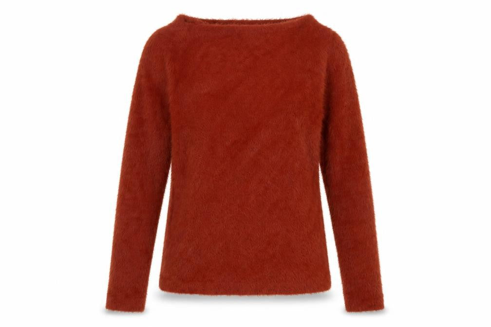 MNG Women Brown Fluffy Knit Pullover Jumper Size 12