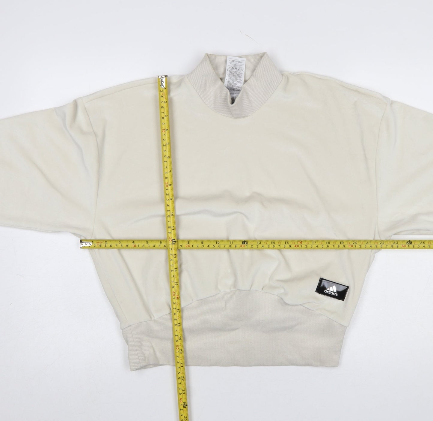 Adidas Women Beige Velour Mock Neck Pullover Sweatshirt Size 8-10