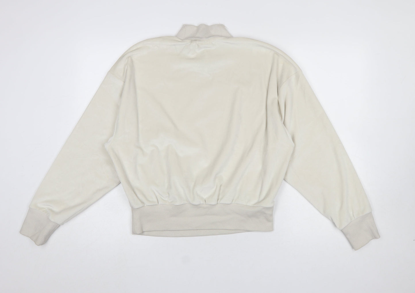 Adidas Women Beige Velour Mock Neck Pullover Sweatshirt Size 8-10
