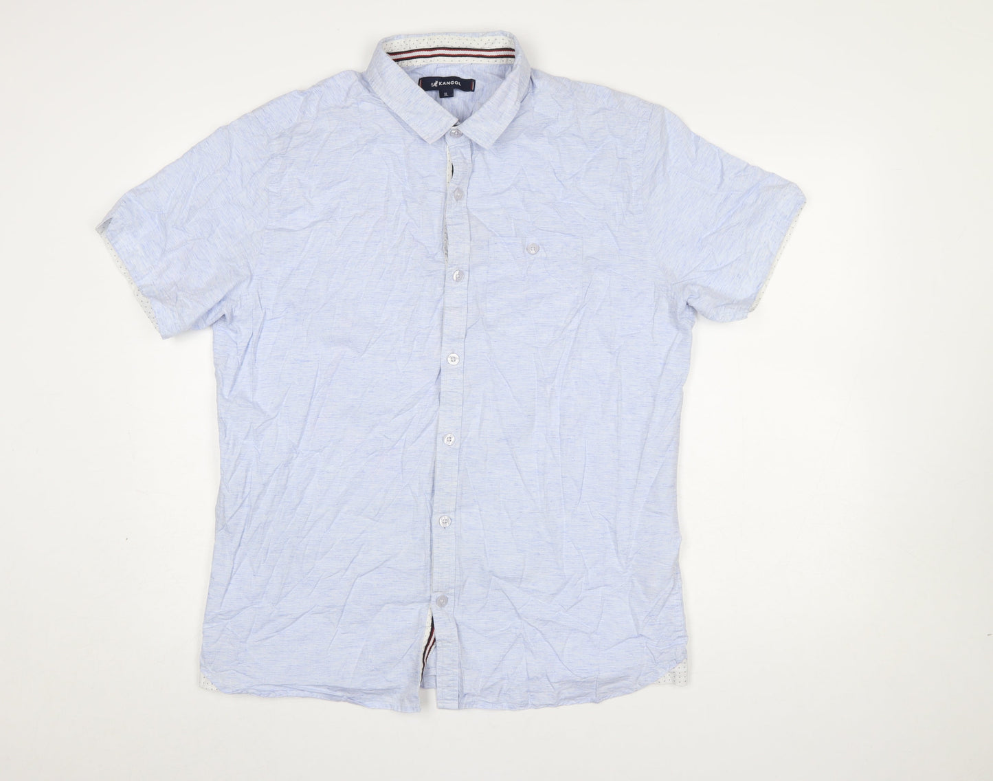 Kangol Men's Blue XL Button-Up Short Sleeve Casual Shirt