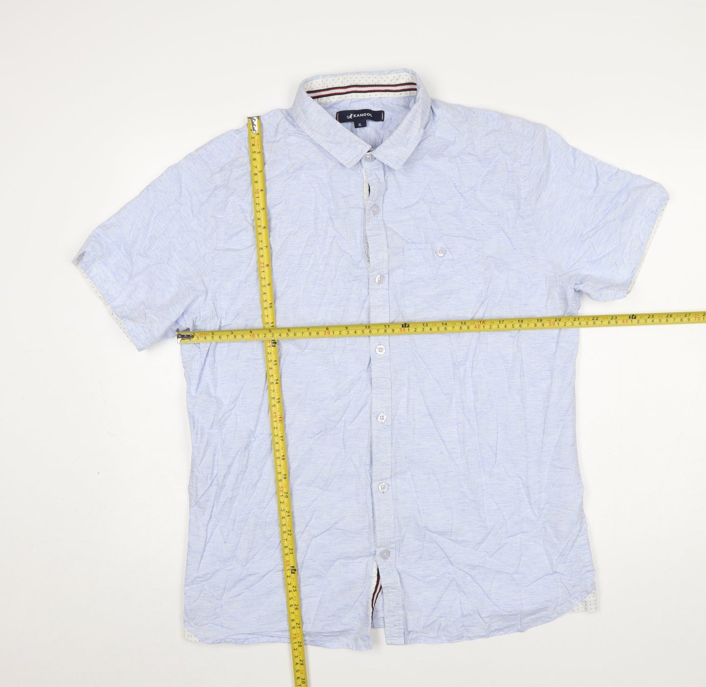 Kangol Men's Blue XL Button-Up Short Sleeve Casual Shirt