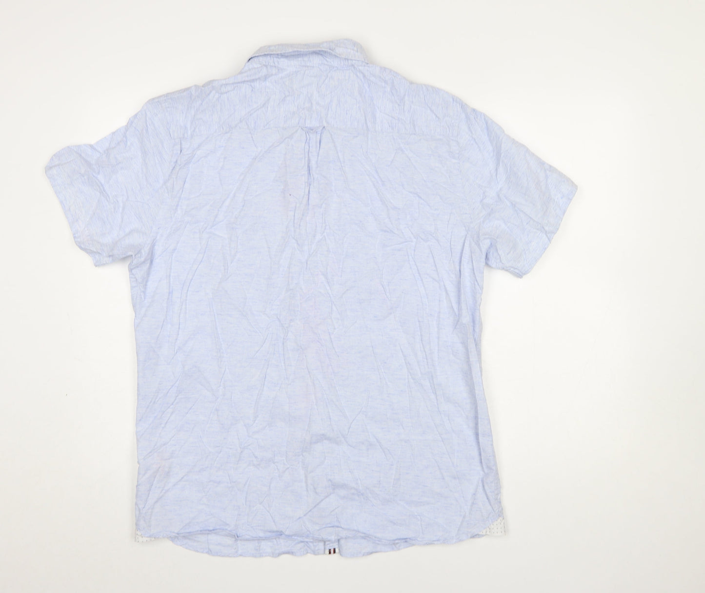Kangol Men's Blue XL Button-Up Short Sleeve Casual Shirt