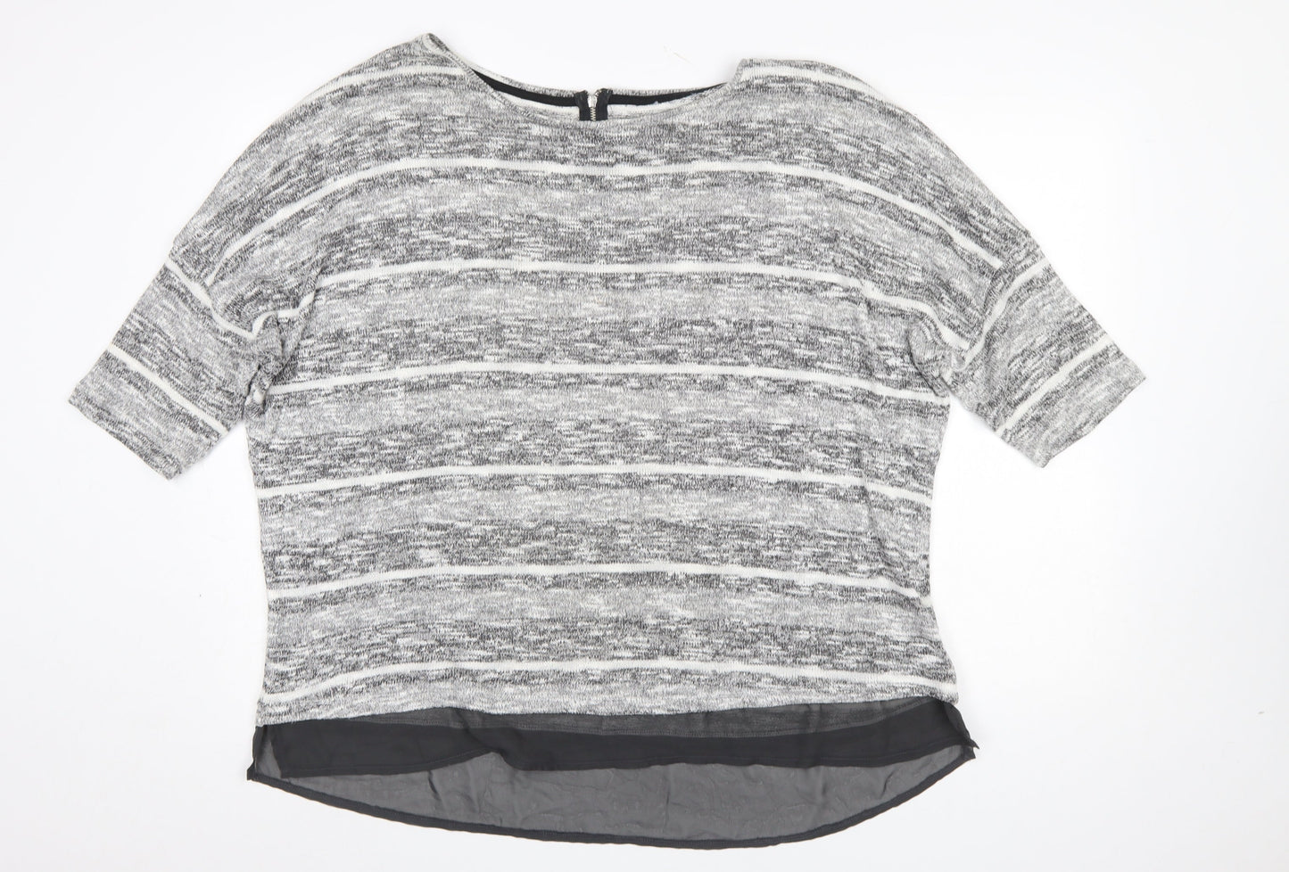 M&Co Women’s Grey Striped Knit Pullover Jumper Size 24