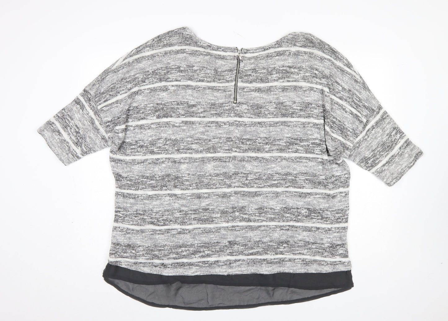 M&Co Women’s Grey Striped Knit Pullover Jumper Size 24