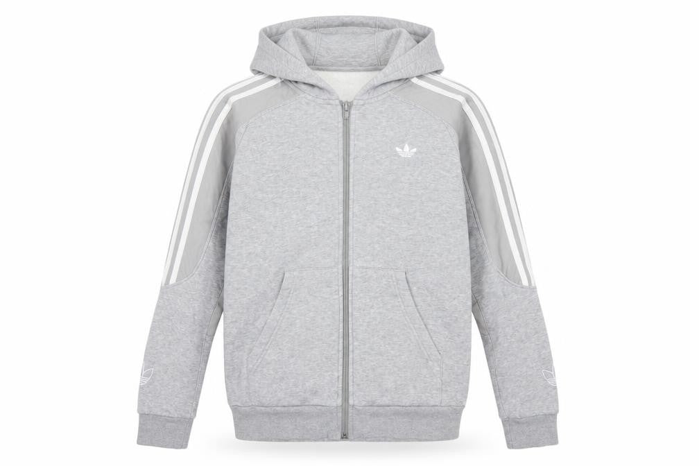 Front view of Adidas girls’ grey full zip hoodie 12-13 years sports fleece jacket