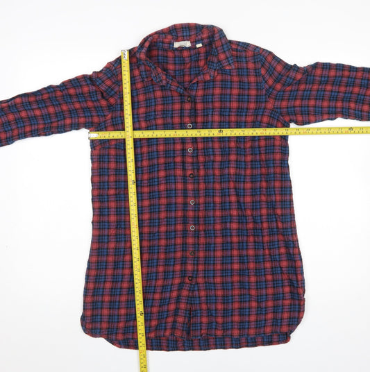Fat Face Womens Red Check Flannel Button-Up Shirt Size 10