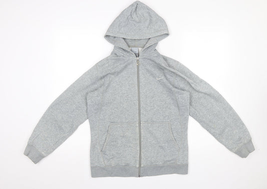 Nike Boys Grey Full Zip Hoodie L 12-13 Years Cotton Blend Sportswear
