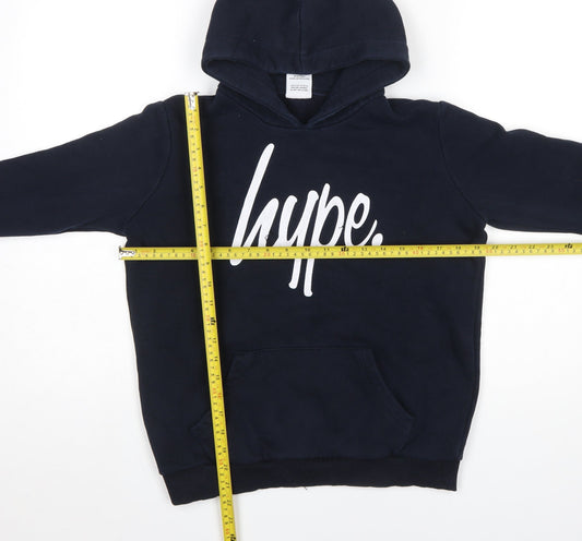 Hype Boys Navy Blue Cotton Blend Pullover Hoodie 13 Years Graphic Logo