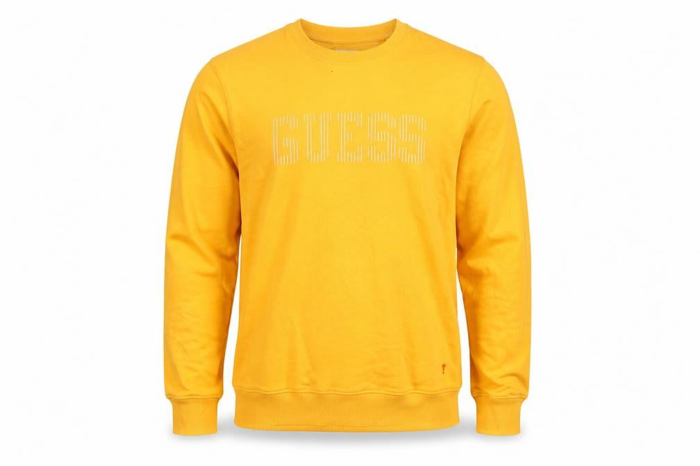 Guess Men's Yellow Slim Fit Logo Sweatshirt L