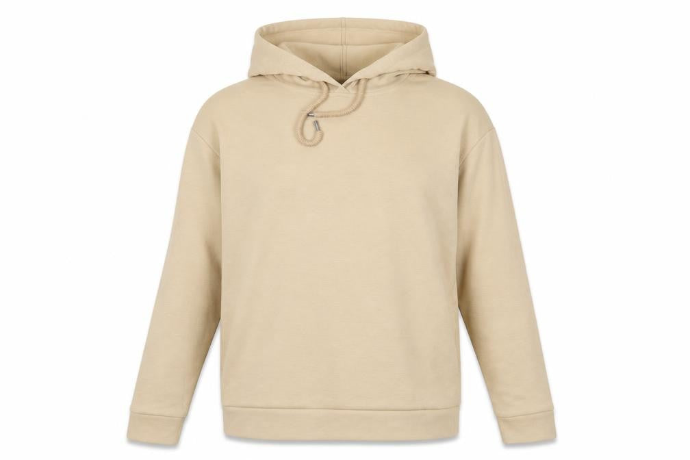 Stradivarius Women Beige Pullover Hoodie Medium Drawstring Casual