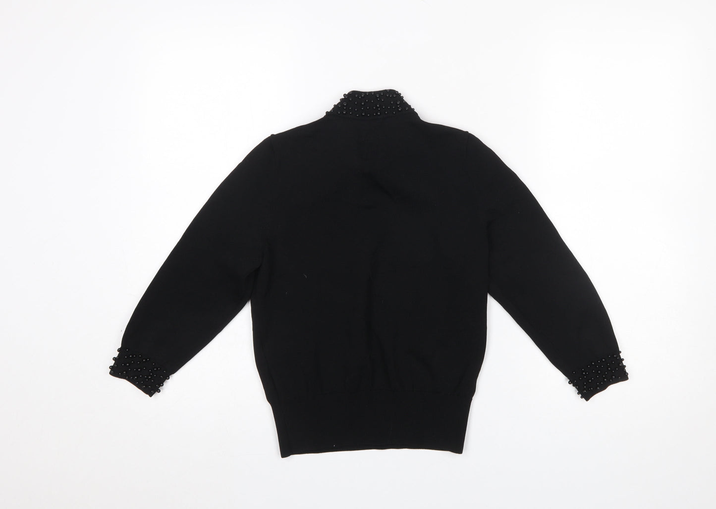H&M Women’s Black Beaded Mock Neck Long Sleeve Jumper XS