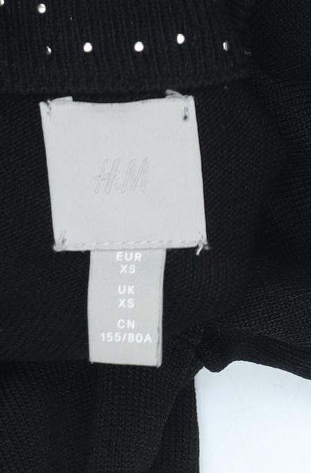 H&M Women’s Black Beaded Mock Neck Long Sleeve Jumper XS