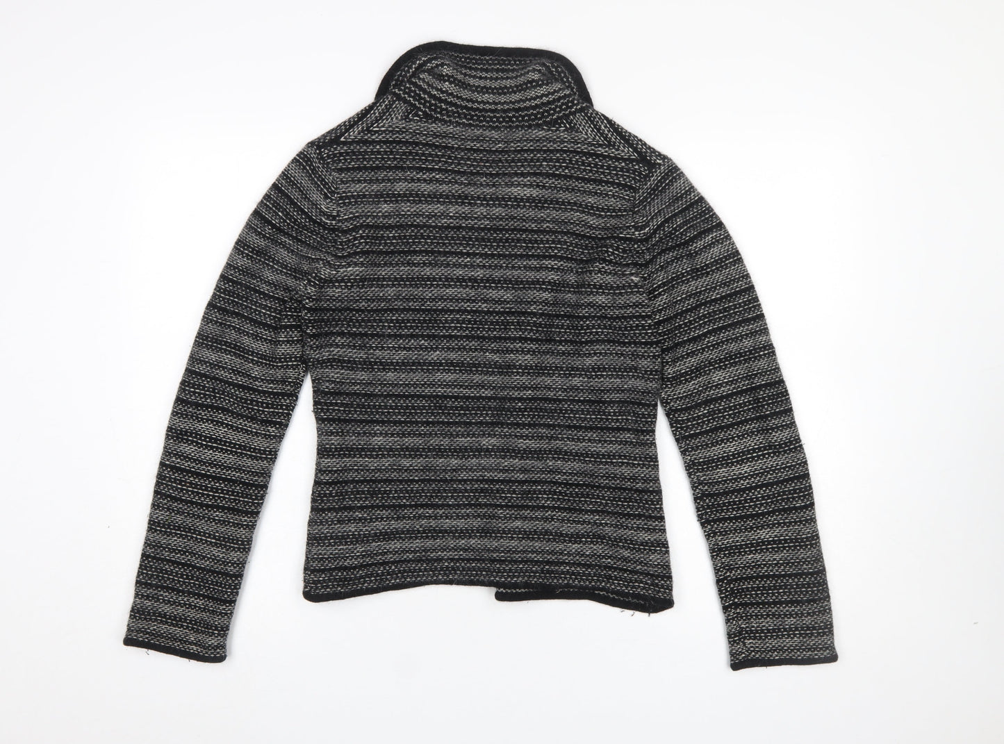 Monsoon Womens Black Grey Striped Lambswool Angora Cardigan UK 12